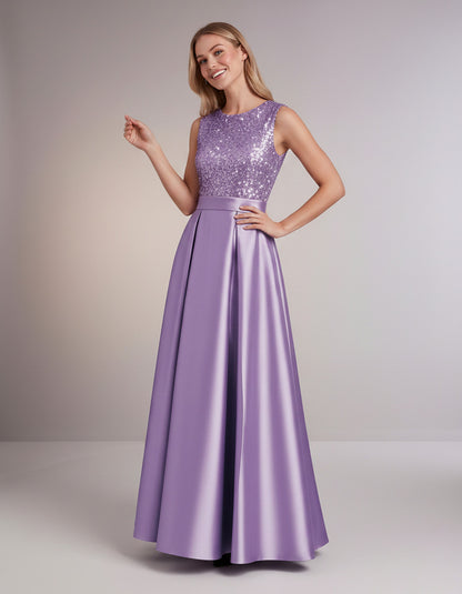 Sequin Pleated Ball Gown