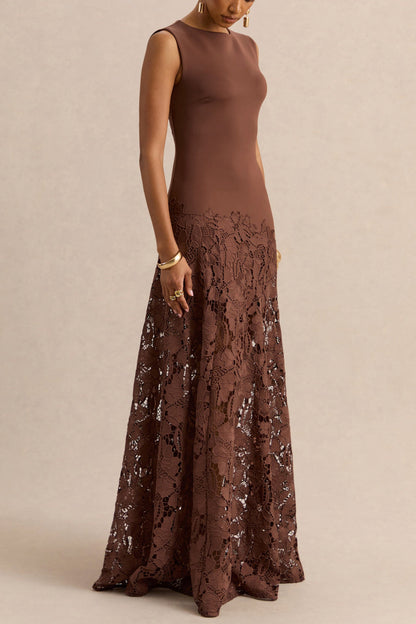 High Neck Lace Maxi Dress