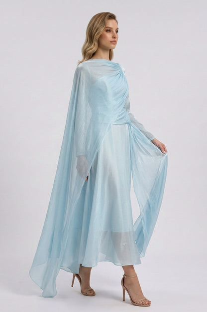 Chiffon Draped Overlay Midi Dress