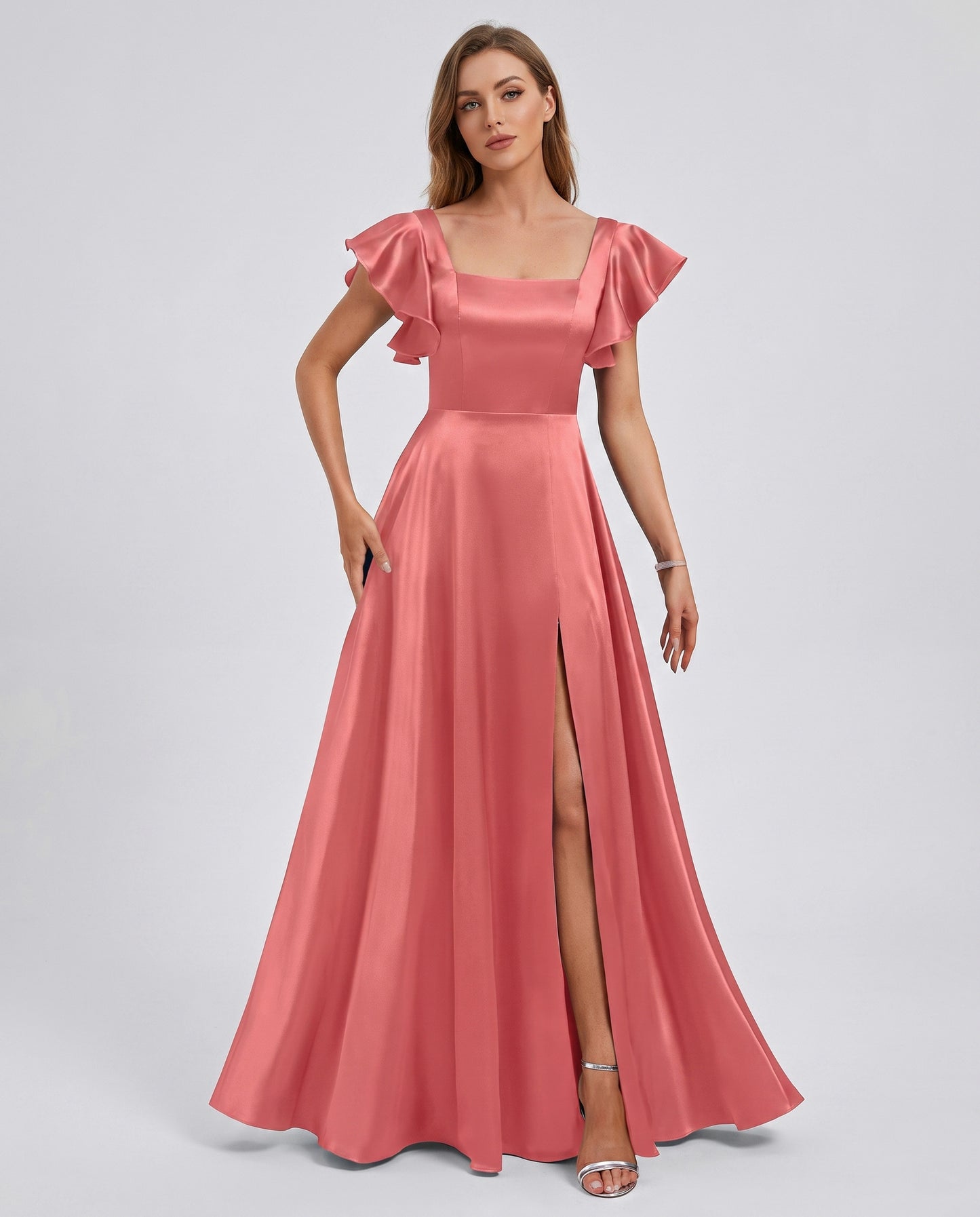 Satin Square Neck Maxi Dress