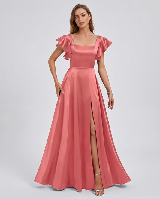 Satin Square Neck Maxi Dress