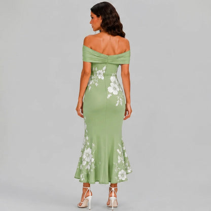 Floral Off Shoulder Midi Dress