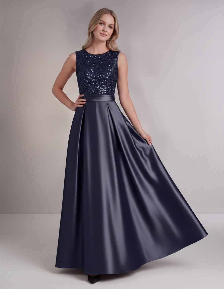 Sequin Pleated Ball Gown