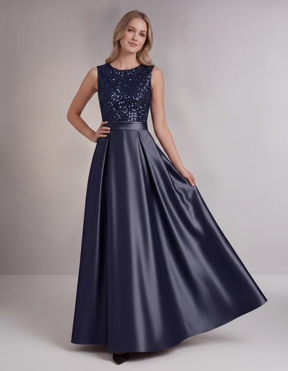 Sequin Pleated Ball Gown