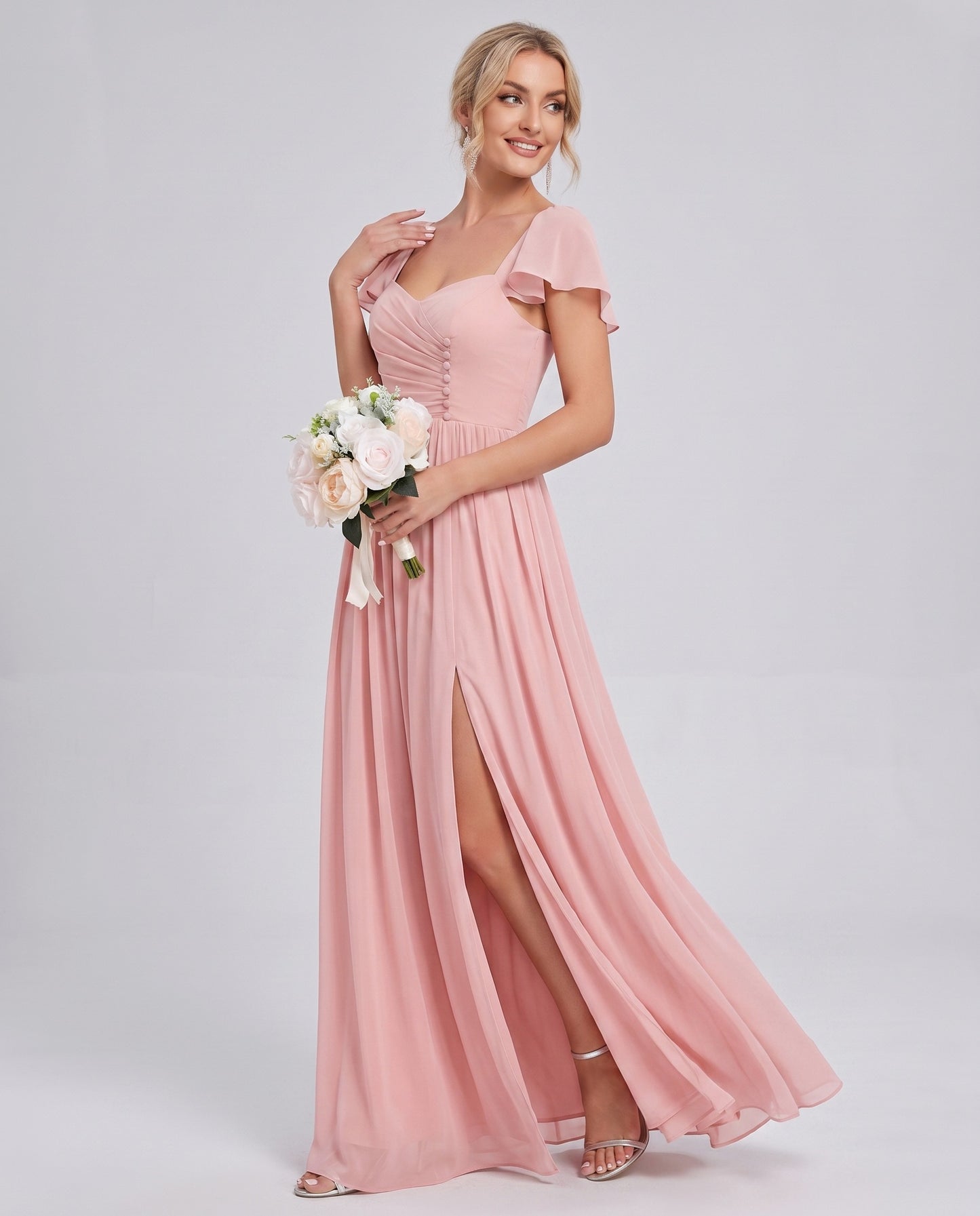 Chiffon Ruched Maxi Dress