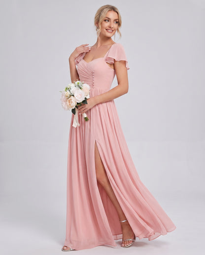 Chiffon Ruched Maxi Dress
