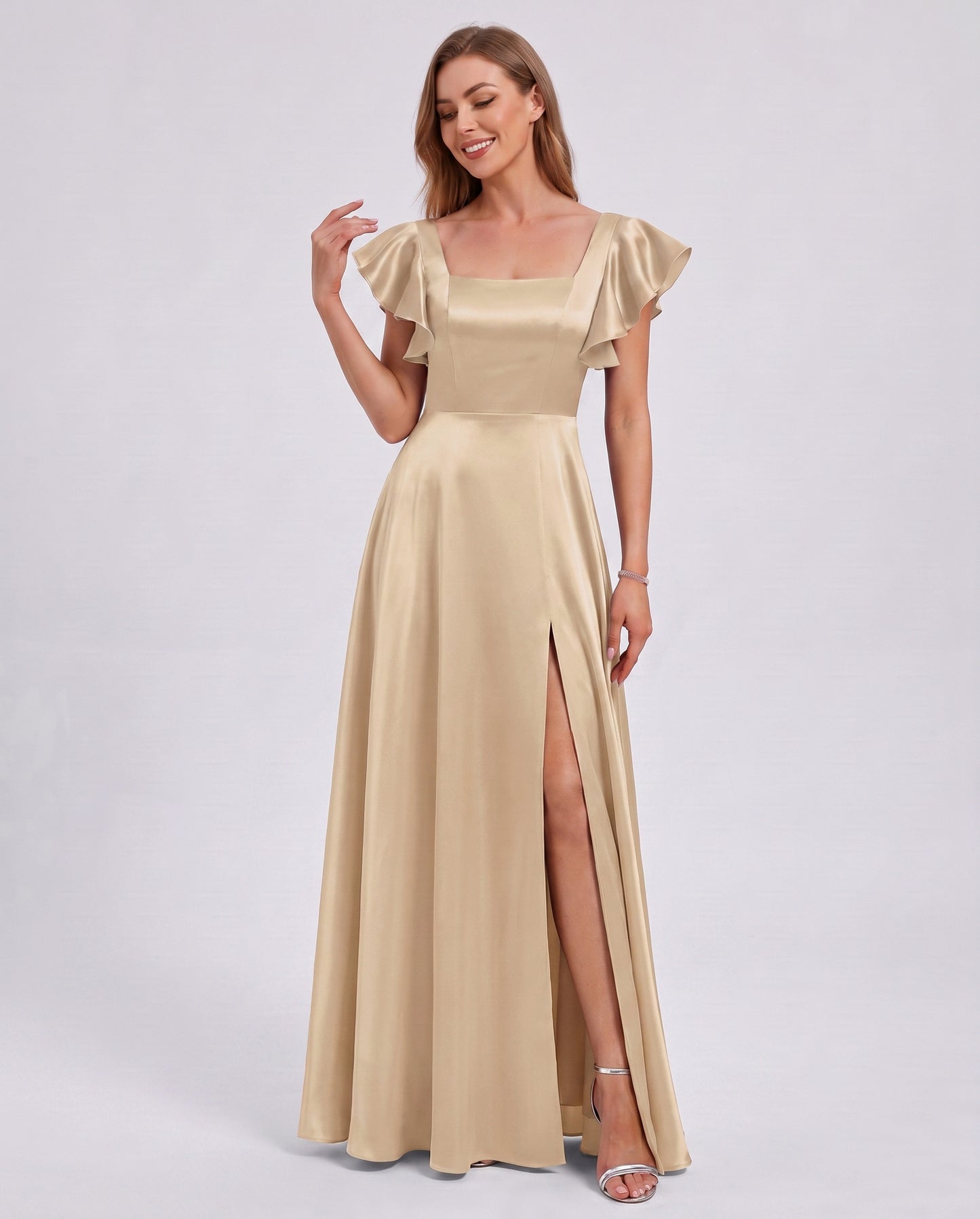 Satin Square Neck Maxi Dress