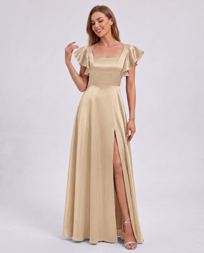 Satin Square Neck Maxi Dress