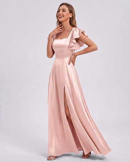 Satin Square Neck Maxi Dress