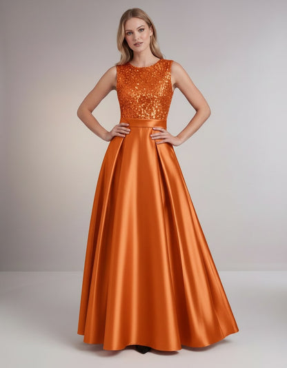 Sequin Pleated Ball Gown