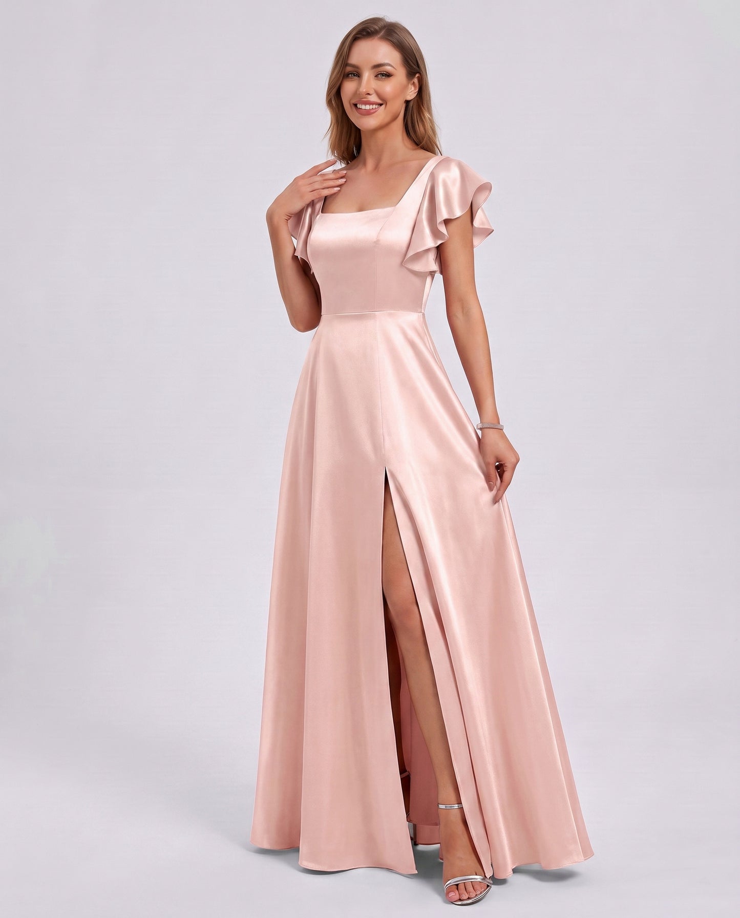 Satin Square Neck Maxi Dress