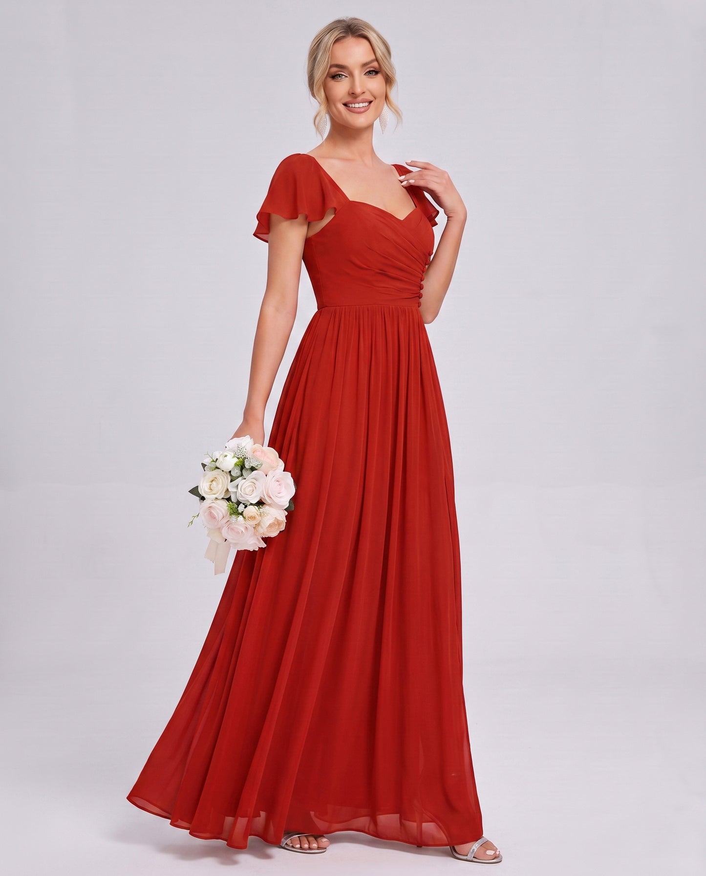 Chiffon Ruched Maxi Dress