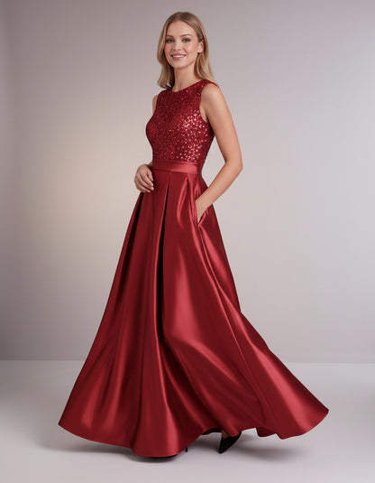 Sequin Pleated Ball Gown