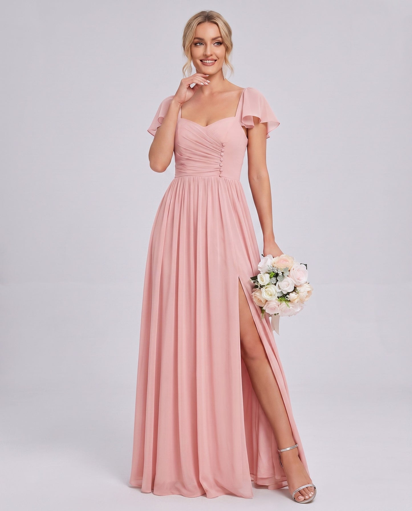Chiffon Ruched Maxi Dress