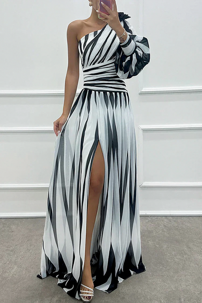 Chiffon One Shoulder Maxi Dress