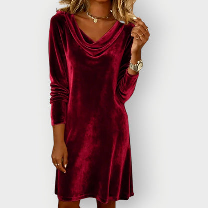 Velvet Cowl Neck Mini Dress