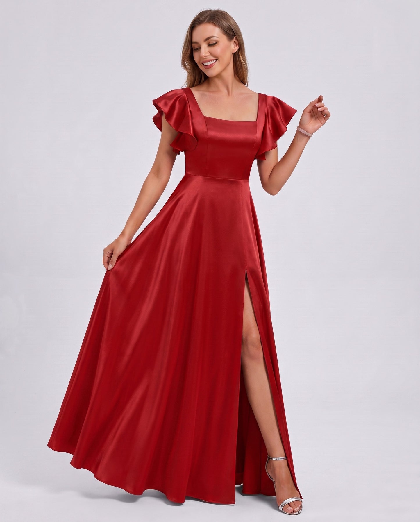 Satin Square Neck Maxi Dress