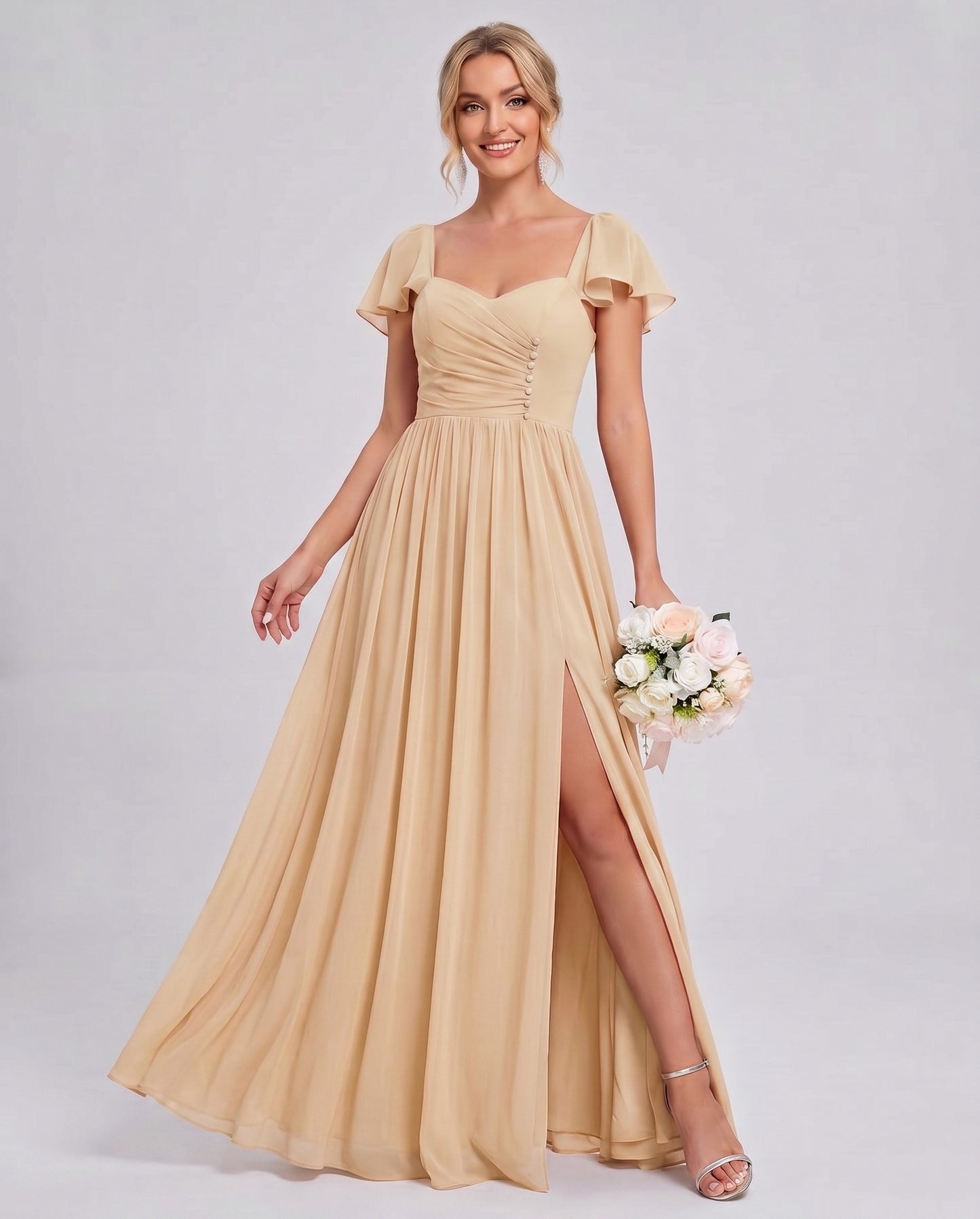 Chiffon Ruched Maxi Dress