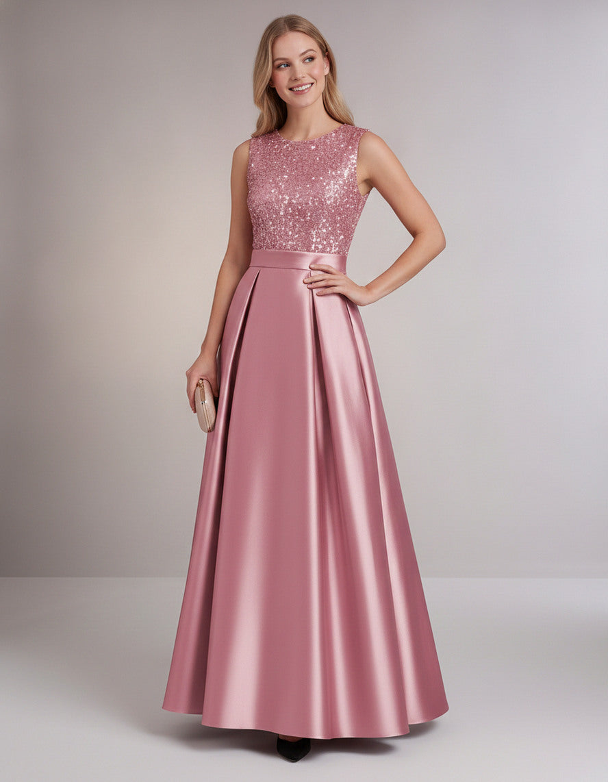 Sequin Pleated Ball Gown