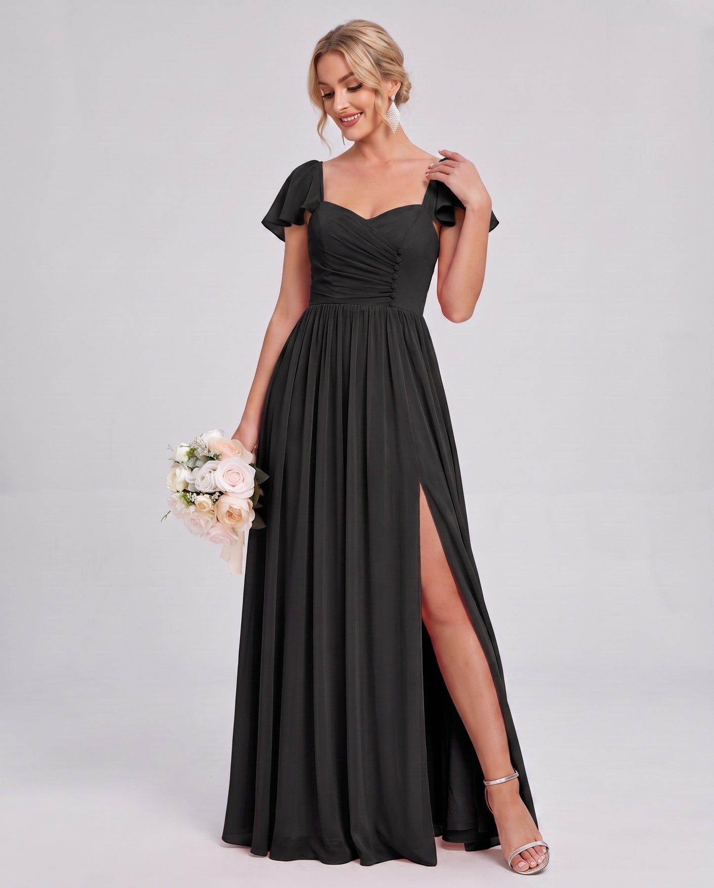 Chiffon Ruched Maxi Dress