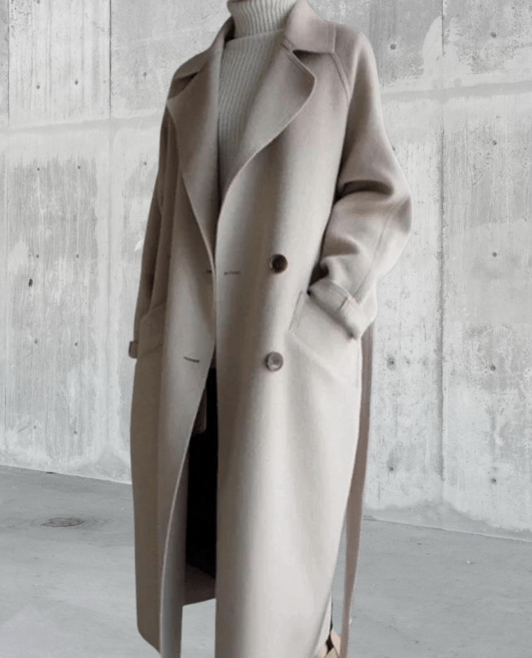 Double Breasted Belted Wool Coat