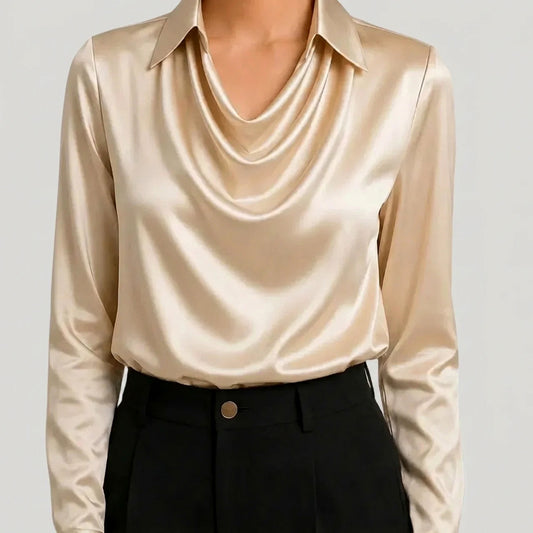 Satin Cowl Neck Blouse