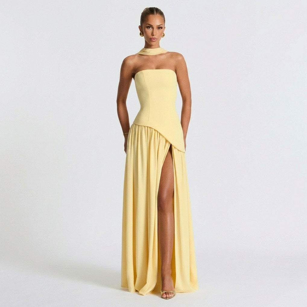 Corset Pleated Maxi Dress