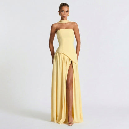 Corset Pleated Maxi Dress