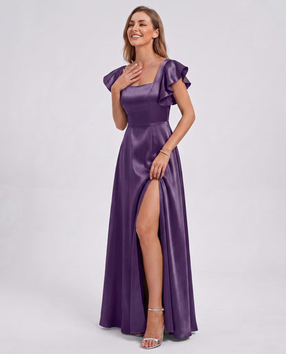 Satin Square Neck Maxi Dress