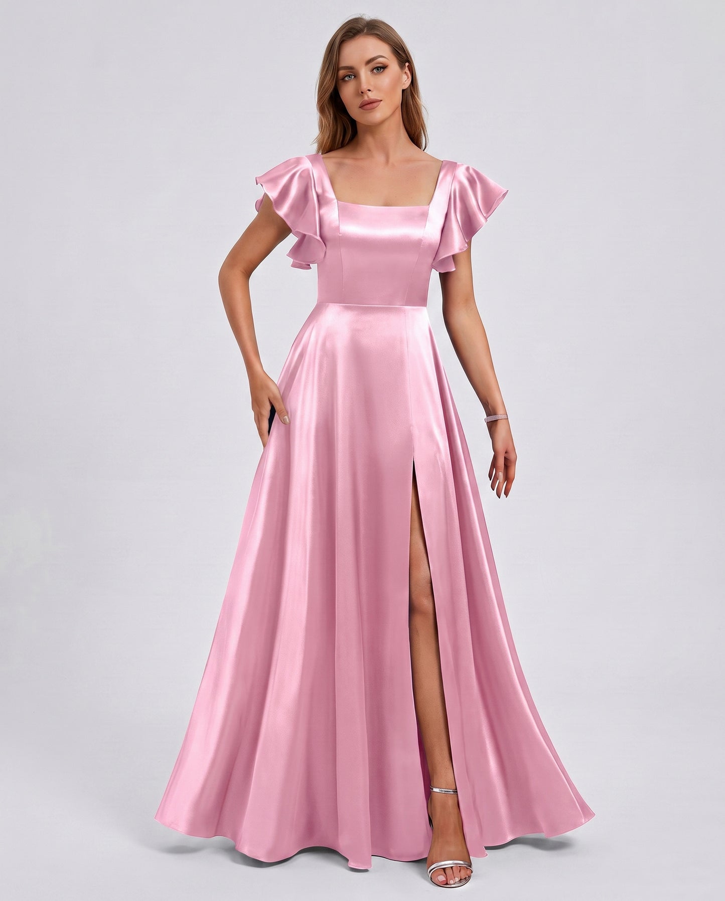 Satin Square Neck Maxi Dress