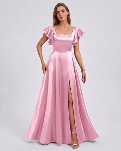Satin Square Neck Maxi Dress