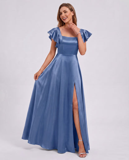 Satin Square Neck Maxi Dress
