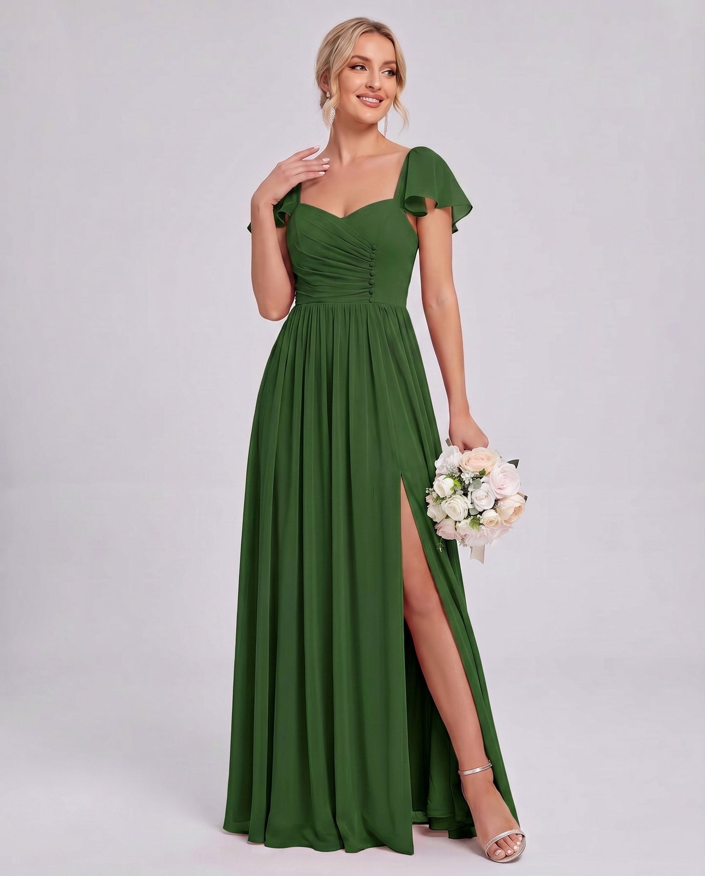 Chiffon Ruched Maxi Dress