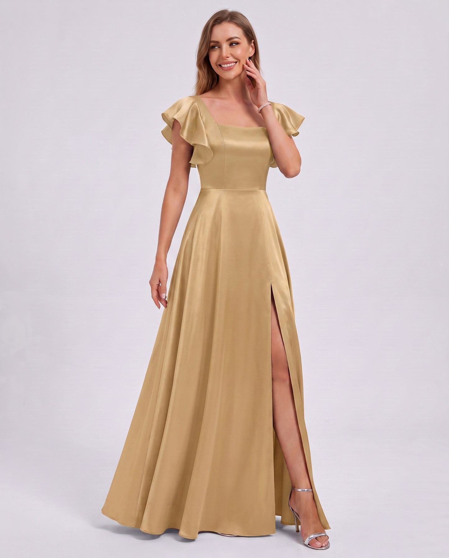 Satin Square Neck Maxi Dress