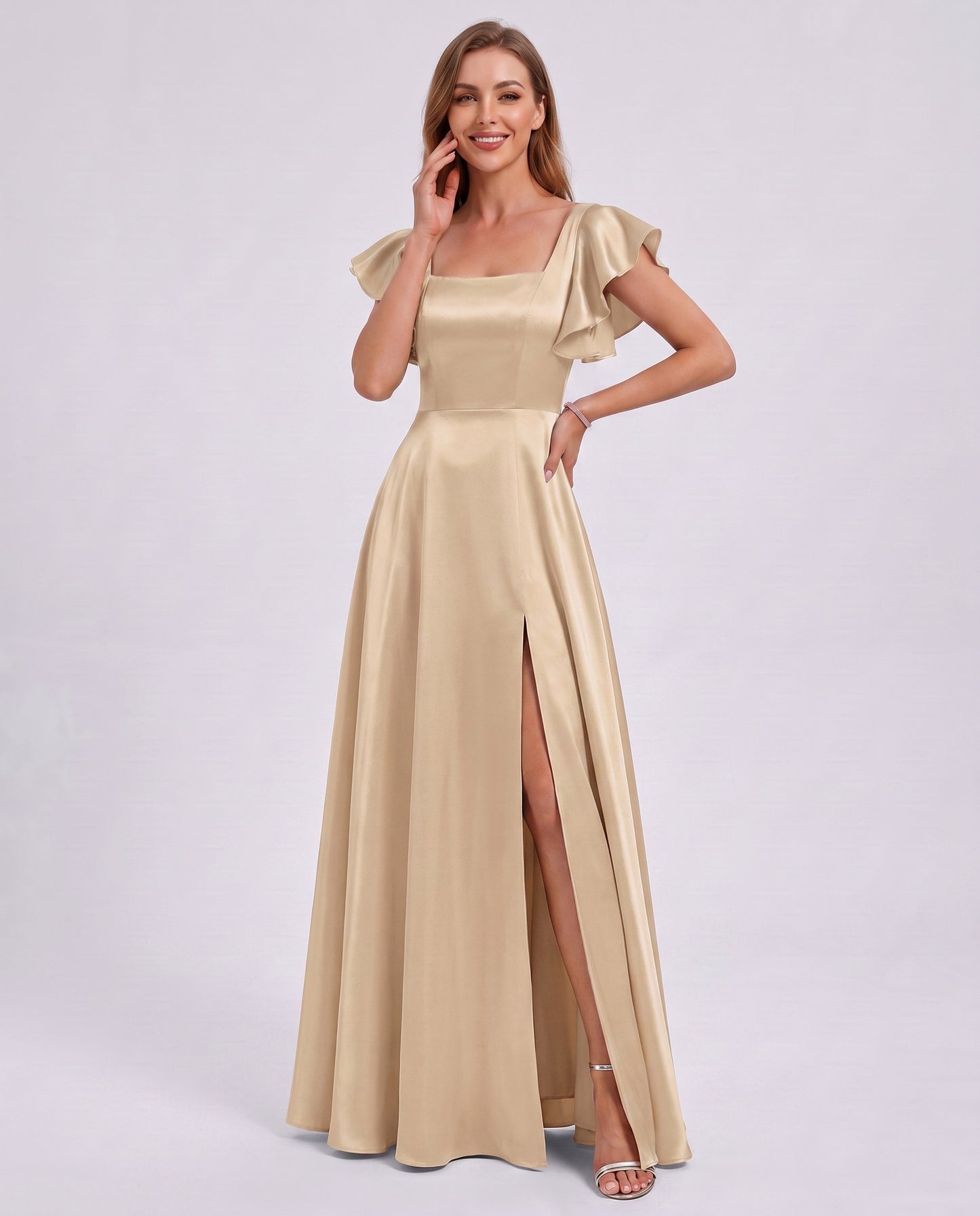 Satin Square Neck Maxi Dress