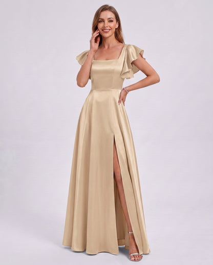 Satin Square Neck Maxi Dress