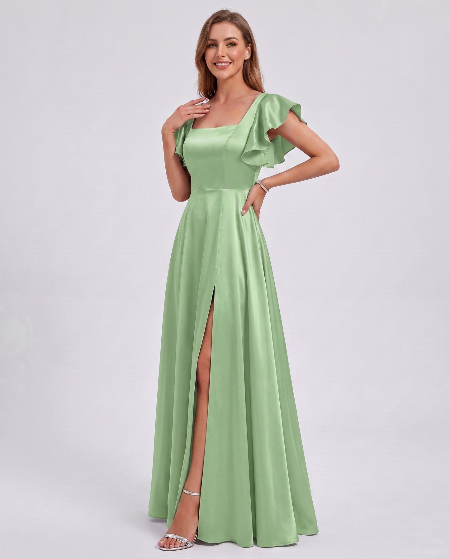 Satin Square Neck Maxi Dress