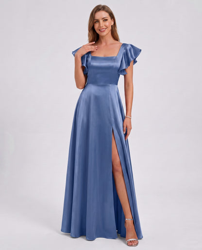 Satin Square Neck Maxi Dress