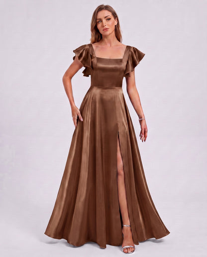 Satin Square Neck Maxi Dress