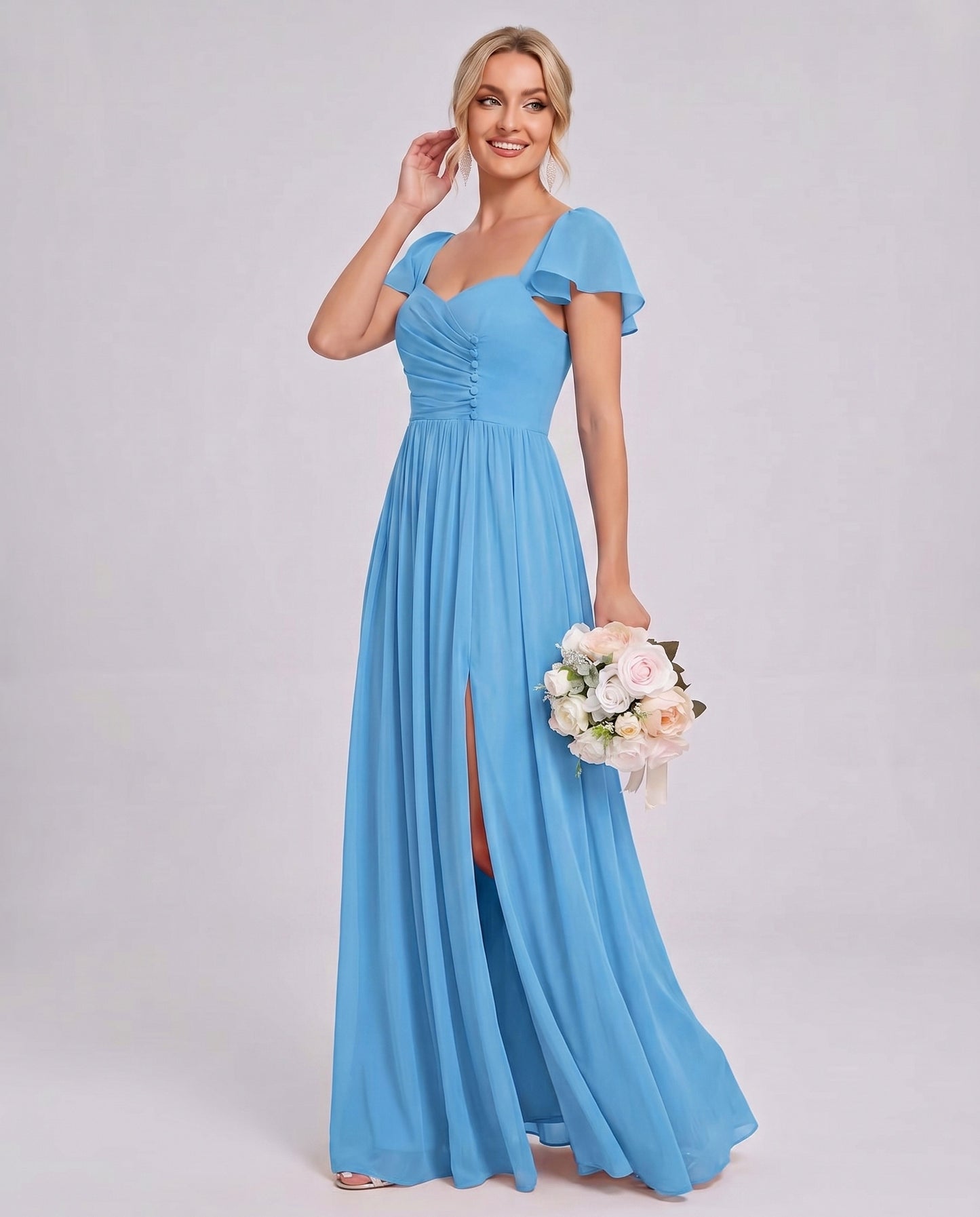 Chiffon Ruched Maxi Dress