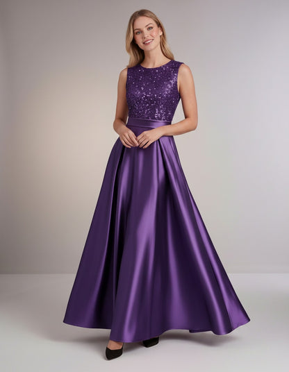 Sequin Pleated Ball Gown