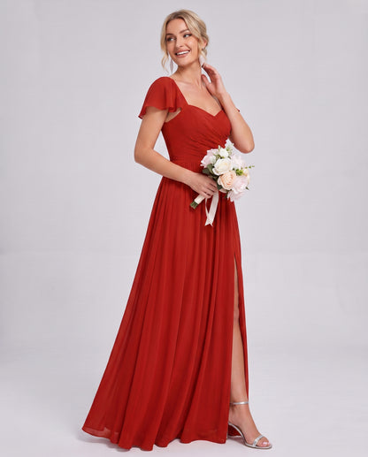 Chiffon Ruched Maxi Dress