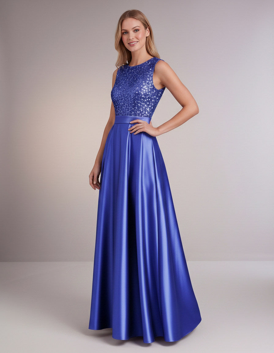 Sequin Pleated Ball Gown