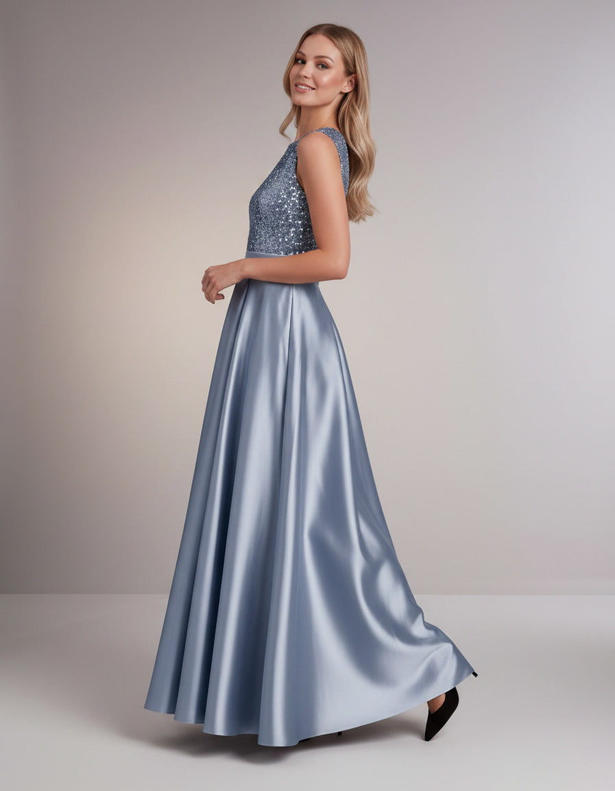 Sequin Pleated Ball Gown