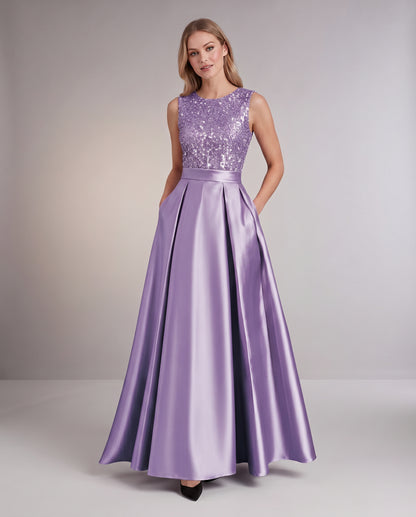 Sequin Pleated Ball Gown