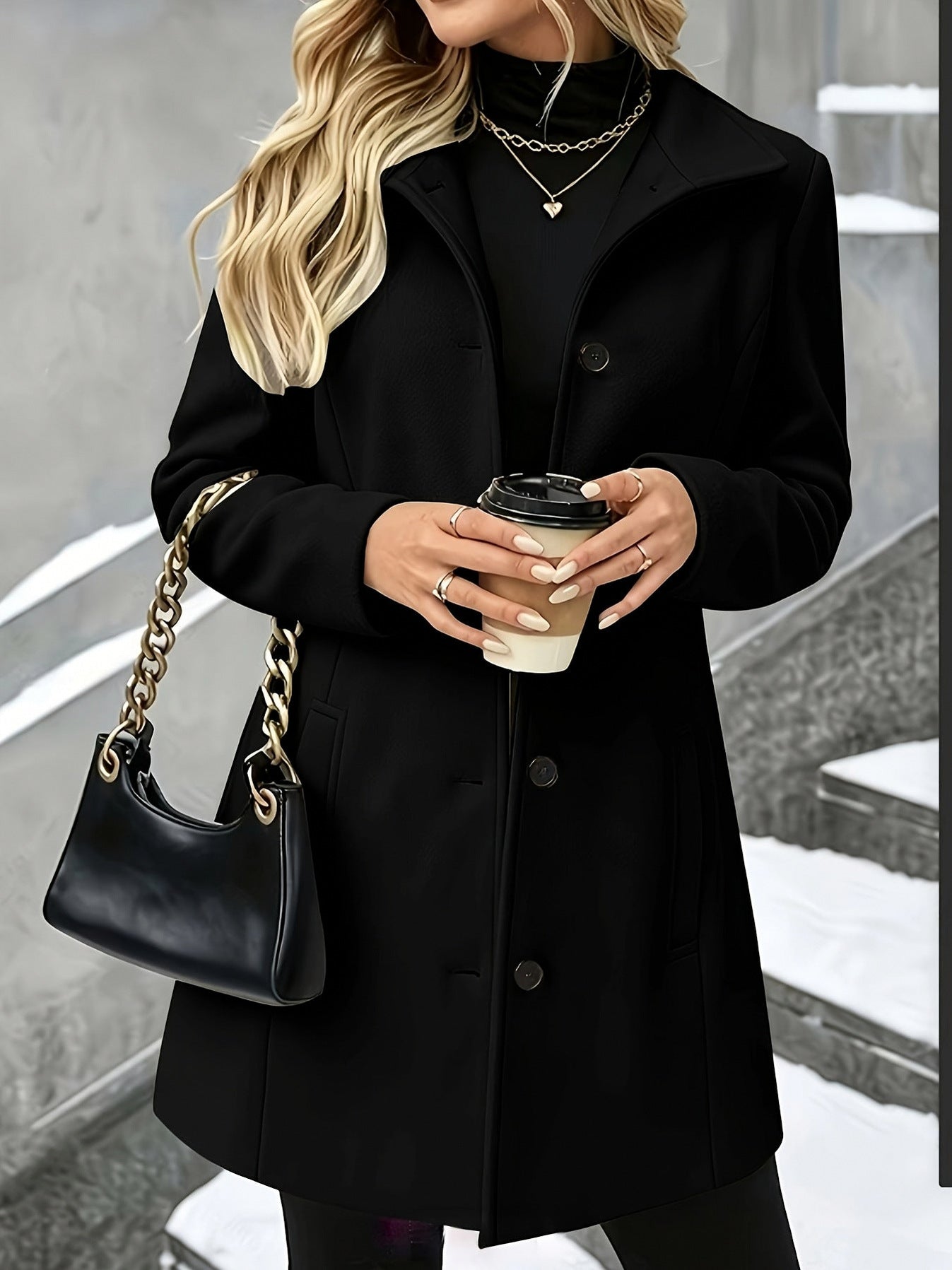 Plaid Mid Length Wool Coat