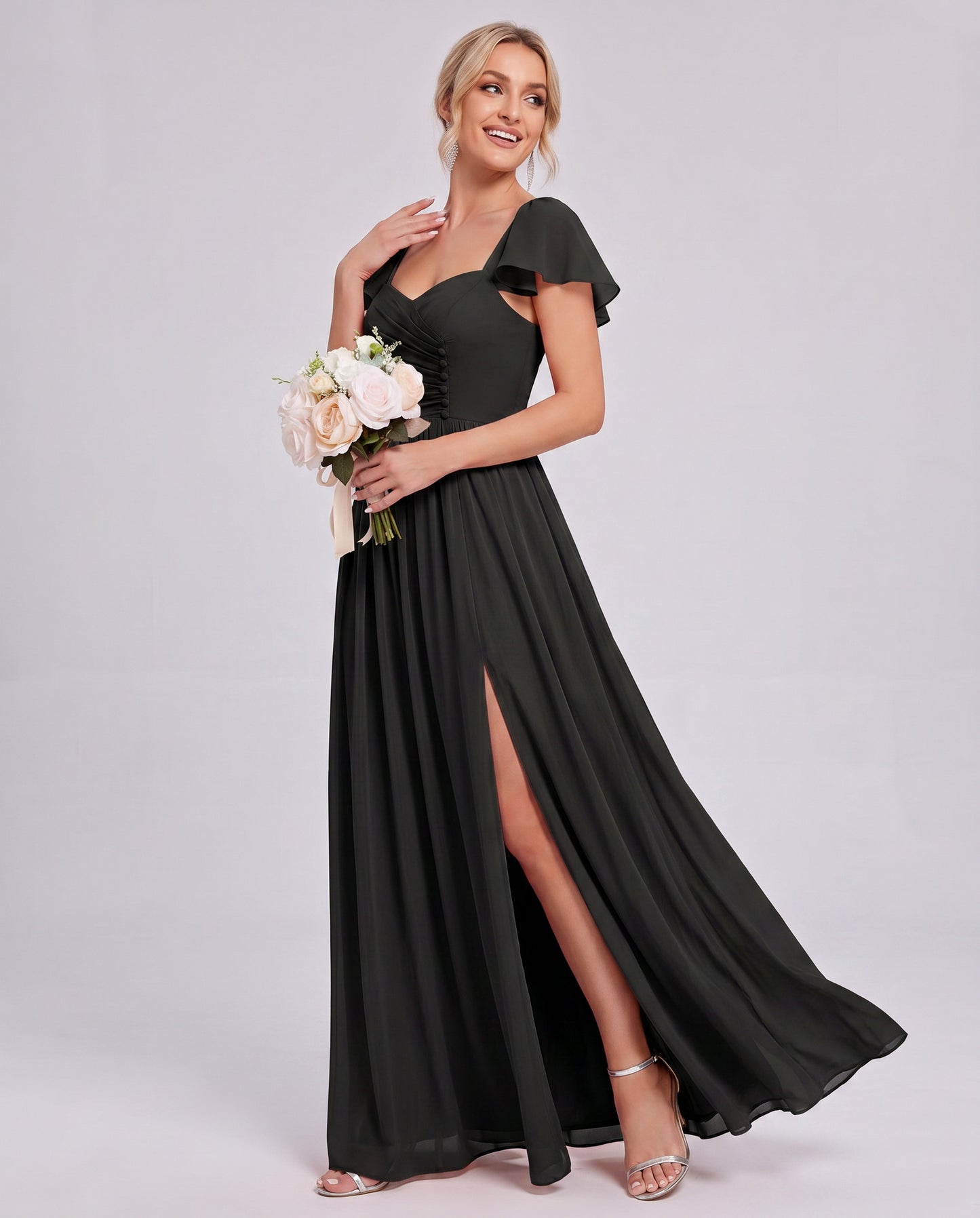 Chiffon Ruched Maxi Dress