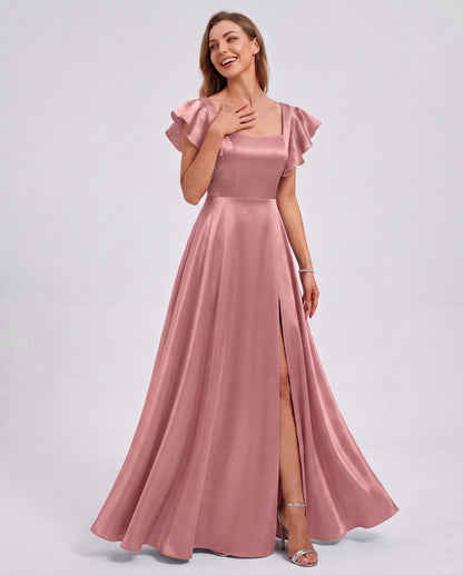 Satin Square Neck Maxi Dress