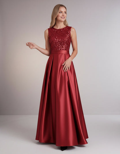 Sequin Pleated Ball Gown