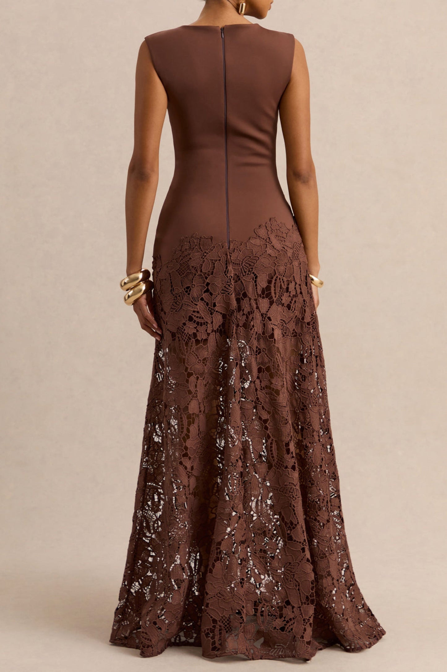 High Neck Lace Maxi Dress